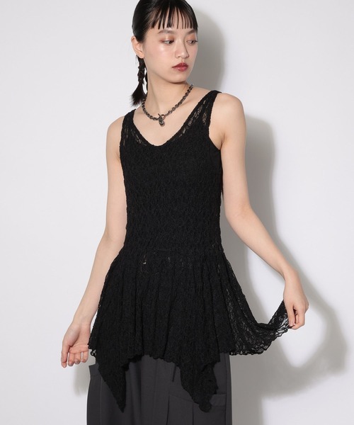 PAGEBOY（ページボーイ）の「イレヘムレイヤードワンピースノースリーブ（チュニック・レディース・オフホワイト/ブラック・FREE）」の20枚目の写真