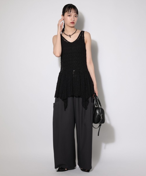 PAGEBOY（ページボーイ）の「イレヘムレイヤードワンピースノースリーブ（チュニック・レディース・オフホワイト/ブラック・FREE）」の15枚目の写真