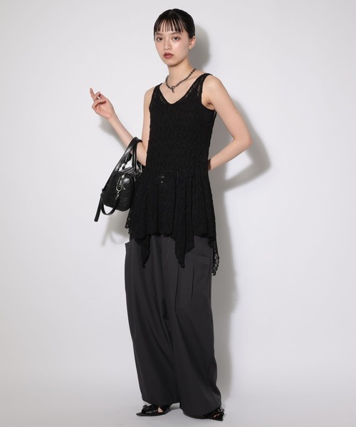 PAGEBOY（ページボーイ）の「イレヘムレイヤードワンピースノースリーブ（チュニック・レディース・オフホワイト/ブラック・FREE）」の16枚目の写真