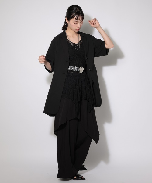 PAGEBOY（ページボーイ）の「イレヘムレイヤードワンピースノースリーブ（チュニック・レディース・オフホワイト/ブラック・FREE）」の14枚目の写真