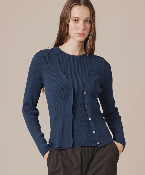 MACKINTOSH LONDON（マッキントッシュ ロンドン）の「【WEB・一部店舗限定】ハイツイストリブコットンカーディガン（カーディガン/ボレロ・レディース・イエロー/ネイビー/オフホワイト・38/40）」の2枚目の写真