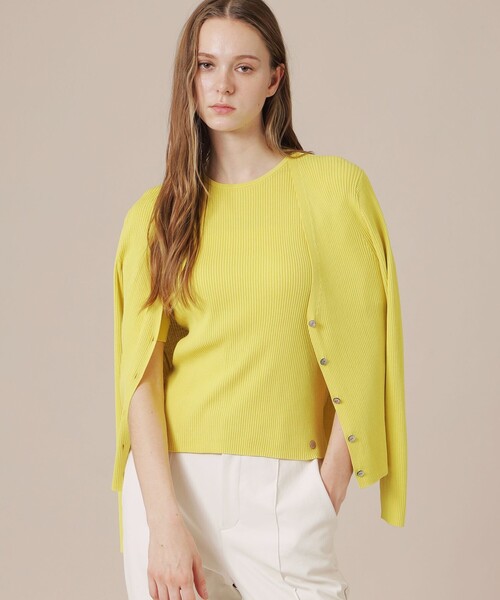 MACKINTOSH LONDON（マッキントッシュ ロンドン）の「【WEB・一部店舗限定】ハイツイストリブコットンカーディガン（カーディガン/ボレロ・レディース・イエロー/ネイビー/オフホワイト・38/40）」の3枚目の写真