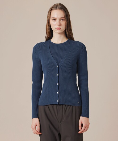 MACKINTOSH LONDON（マッキントッシュ ロンドン）の「【WEB・一部店舗限定】ハイツイストリブコットンカーディガン（カーディガン/ボレロ・レディース・イエロー/ネイビー/オフホワイト・38/40）」の4枚目の写真