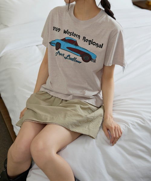 UNE MANSION（ユヌマンション）の「【UNE ORIGINAL】ユニークプリントヴィンテージ半袖Tシャツ（Tシャツ/カットソー・レディース・チャコールグレー/ピンク/ライトベージュ/アイボリー・FREE）」の19枚目の写真