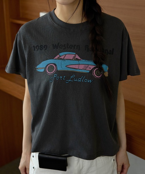UNE MANSION（ユヌマンション）の「【UNE ORIGINAL】ユニークプリントヴィンテージ半袖Tシャツ（Tシャツ/カットソー・レディース・チャコールグレー/ピンク/ライトベージュ/アイボリー・FREE）」の11枚目の写真
