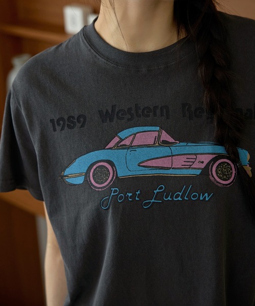 UNE MANSION（ユヌマンション）の「【UNE ORIGINAL】ユニークプリントヴィンテージ半袖Tシャツ（Tシャツ/カットソー・レディース・チャコールグレー/ピンク/ライトベージュ/アイボリー・FREE）」の12枚目の写真