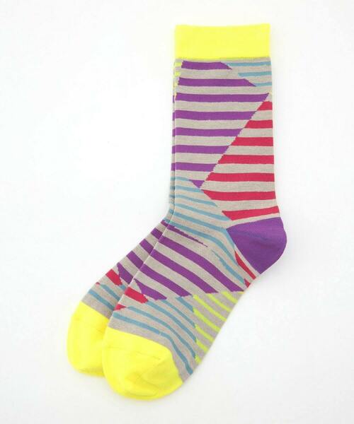 FRAPBOIS(フラボア)の「クワトロボーダーソックス(ソックス/靴下・レディース・ブルー/ブラック/イエロー・FREE)」の1枚目の写真