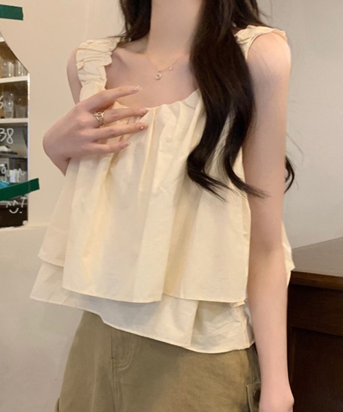 SallyLunn(サリーラン)の「フリルショルダーギャザートップス(Tシャツ/カットソー・レディース・ブラック/カーキ/アイボリー・FREE)」の8枚目の写真