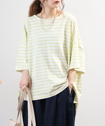 Arinomama ボーダー ワイド Tシャツ 半袖 230g 21s空紡糸度詰