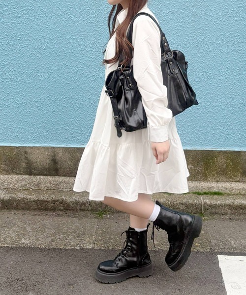 frunco（フランコ）の「【ZOZOTOWN限定】シャツワンピース（シャツワンピース・レディース・ブラック/ホワイト・FREE）」の5枚目の写真