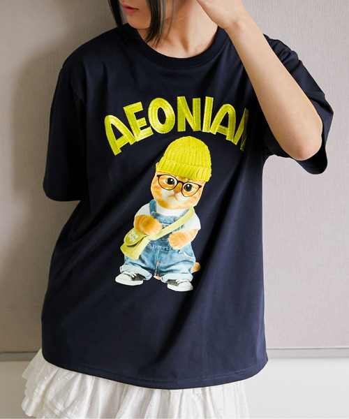 GORGE(ゴージ)の「《刺繍ロゴ×帽子ネコ》オーバーサイズTシャツ/ストリート/春夏/全4色(Tシャツ/カットソー・レディース・カーキ/オートミール/ネイビー/オフホワイト・F)」の4枚目の写真