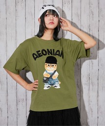 《刺繍ロゴ×帽子ネコ》オーバーサイズTシャツ/ストリート/春夏/全4色