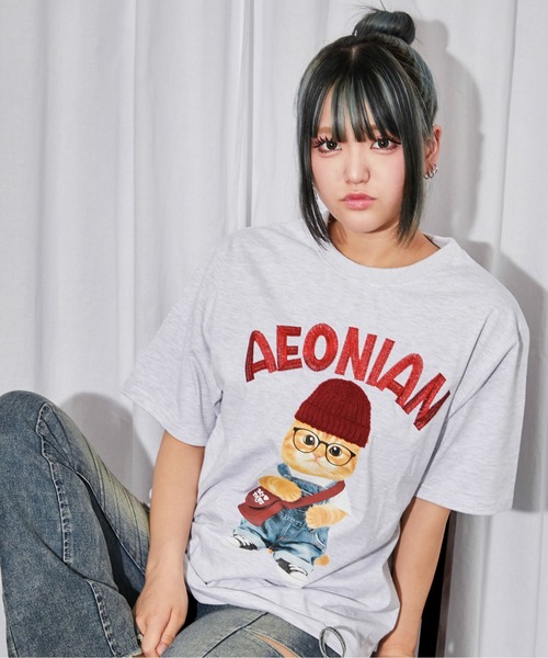 GORGE(ゴージ)の「《刺繍ロゴ×帽子ネコ》オーバーサイズTシャツ/ストリート/春夏/全4色(Tシャツ/カットソー・レディース・カーキ/オートミール/ネイビー/オフホワイト・F)」の11枚目の写真
