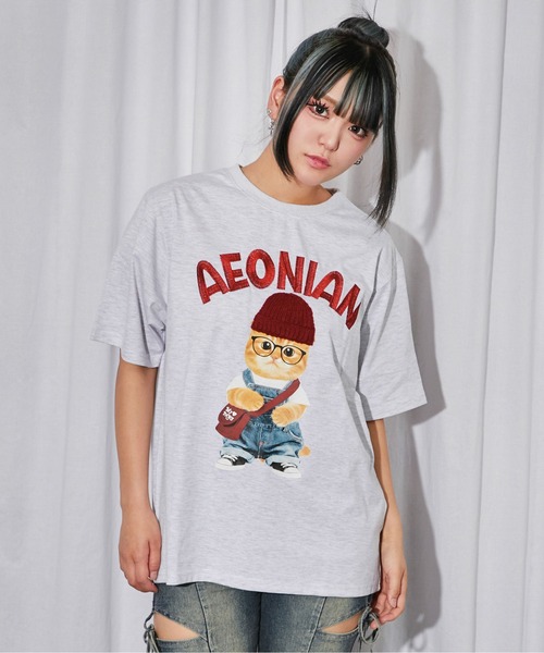 GORGE(ゴージ)の「《刺繍ロゴ×帽子ネコ》オーバーサイズTシャツ/ストリート/春夏/全4色(Tシャツ/カットソー・レディース・カーキ/オートミール/ネイビー/オフホワイト・F)」の10枚目の写真