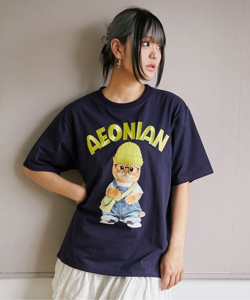 GORGE(ゴージ)の「《刺繍ロゴ×帽子ネコ》オーバーサイズTシャツ/ストリート/春夏/全4色(Tシャツ/カットソー・レディース・カーキ/オートミール/ネイビー/オフホワイト・F)」の7枚目の写真