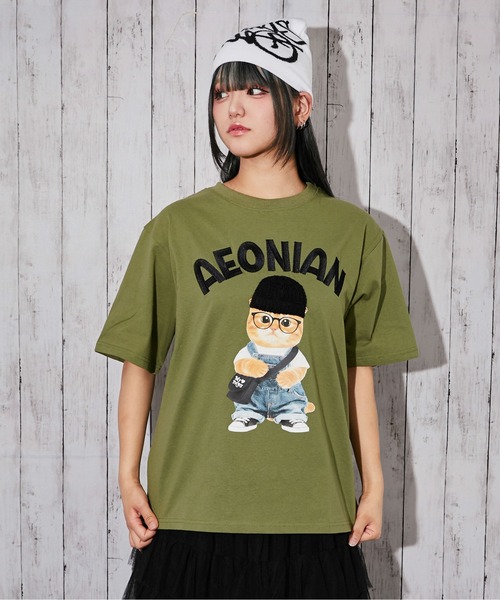 GORGE(ゴージ)の「《刺繍ロゴ×帽子ネコ》オーバーサイズTシャツ/ストリート/春夏/全4色(Tシャツ/カットソー・レディース・カーキ/オートミール/ネイビー/オフホワイト・F)」の22枚目の写真