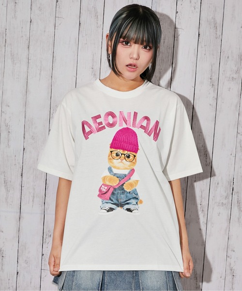 GORGE(ゴージ)の「《刺繍ロゴ×帽子ネコ》オーバーサイズTシャツ/ストリート/春夏/全4色(Tシャツ/カットソー・レディース・カーキ/オートミール/ネイビー/オフホワイト・F)」の18枚目の写真