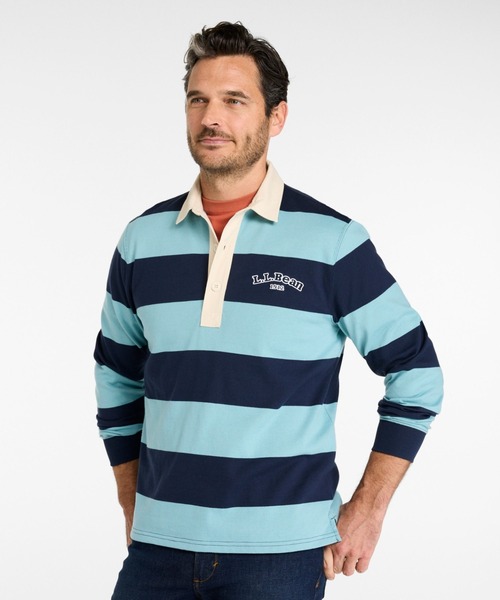 L.L.Bean(エルエルビーン)の「ビンテージ・ソフト・ラグビー、ストライプ ロゴ刺繍入り 米国フィット・レギュラー(ポロシャツ・メンズ・ブルー系その他・SMALL/MEDIUM)」の3枚目の写真