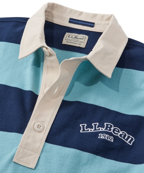 L.L.Bean(エルエルビーン)の「ビンテージ・ソフト・ラグビー、ストライプ ロゴ刺繍入り 米国フィット・レギュラー(ポロシャツ・メンズ・ブルー系その他・SMALL/MEDIUM)」の2枚目の写真