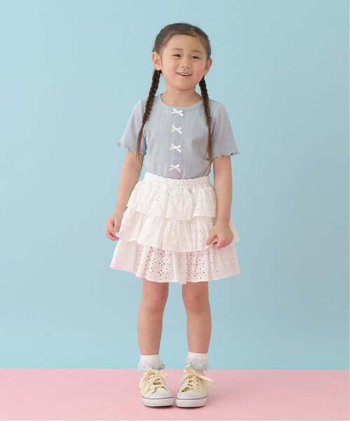 Lycee mine(リセマイン)の「【安心/インパン付き】【綿100%】コットンレースティアードスカート【子供服】【キッズ】【女の子】(スカート・キッズ・ブラック/オフホワイト・120cm/150cm/130cm/100cm/110cm/140cm)」の12枚目の写真
