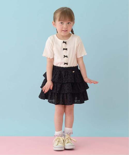 Lycee mine(リセマイン)の「【安心/インパン付き】【綿100%】コットンレースティアードスカート【子供服】【キッズ】【女の子】(スカート・キッズ・ブラック/オフホワイト・120cm/150cm/130cm/100cm/110cm/140cm)」の18枚目の写真