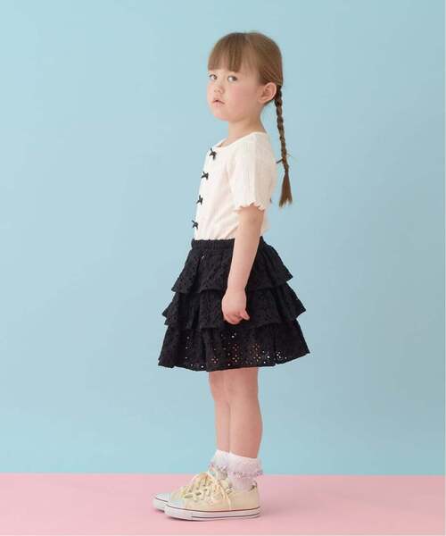 Lycee mine(リセマイン)の「【安心/インパン付き】【綿100%】コットンレースティアードスカート【子供服】【キッズ】【女の子】(スカート・キッズ・ブラック/オフホワイト・120cm/150cm/130cm/100cm/110cm/140cm)」の19枚目の写真