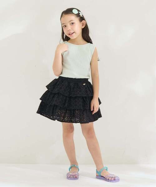 Lycee mine(リセマイン)の「【安心/インパン付き】【綿100%】コットンレースティアードスカート【子供服】【キッズ】【女の子】(スカート・キッズ・ブラック/オフホワイト・120cm/150cm/130cm/100cm/110cm/140cm)」の21枚目の写真