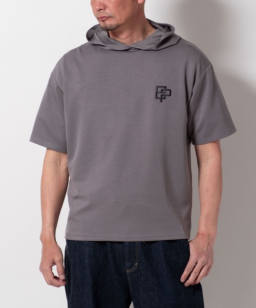 BAYBLO(ベイブロ)の「(SA) ワンポイント ロゴ フード付き 半袖 Tシャツ(Tシャツ/カットソー・メンズ・ブラック/ネイビー/ホワイト/レディッシュグレー・M/L/LL)」の8枚目の写真