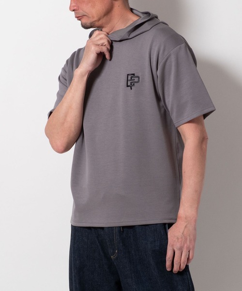 BAYBLO(ベイブロ)の「(SA) ワンポイント ロゴ フード付き 半袖 Tシャツ(Tシャツ/カットソー・メンズ・ブラック/ネイビー/ホワイト/レディッシュグレー・M/L/LL)」の9枚目の写真