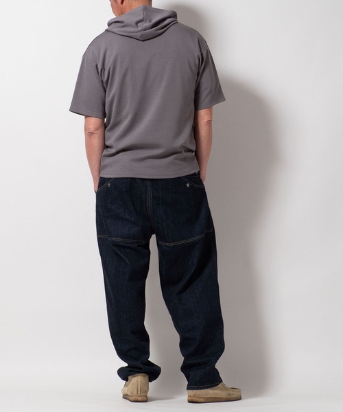 BAYBLO(ベイブロ)の「(SA) ワンポイント ロゴ フード付き 半袖 Tシャツ(Tシャツ/カットソー・メンズ・ブラック/ネイビー/ホワイト/レディッシュグレー・M/L/LL)」の12枚目の写真