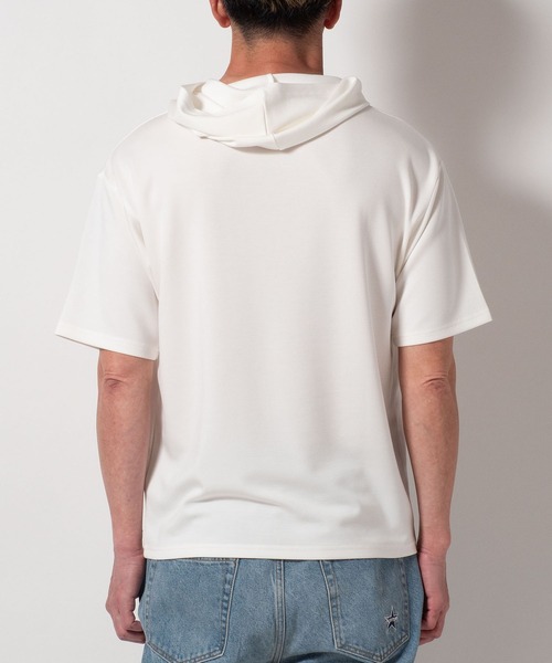 BAYBLO(ベイブロ)の「(SA) ワンポイント ロゴ フード付き 半袖 Tシャツ(Tシャツ/カットソー・メンズ・ブラック/ネイビー/ホワイト/レディッシュグレー・M/L/LL)」の15枚目の写真