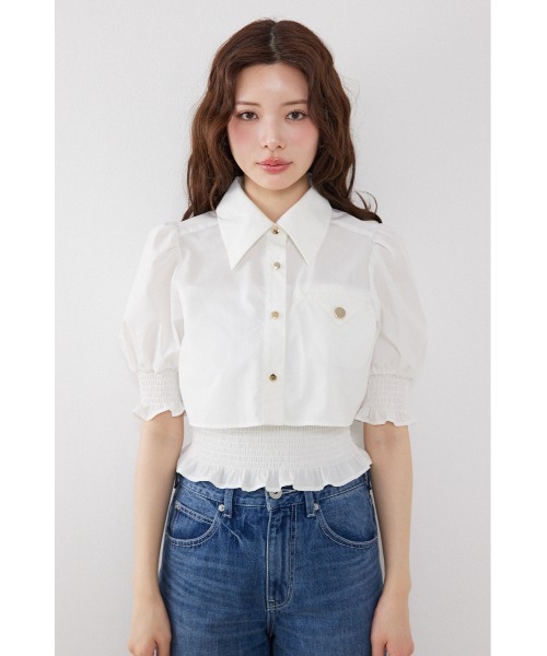 rienda(リエンダ)の「クロップドレイヤードブラウス 春服 夏服(シャツ/ブラウス・レディース・ホワイト/イエロー系その他/ブラック・FREE)」の9枚目の写真