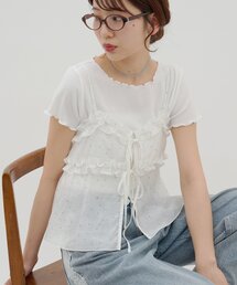 【umm.】花柄キャミ×Tシャツセット