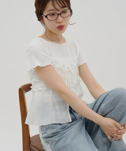 DISCOAT(ディスコート)の「【umm.】花柄キャミ×Tシャツセット(Tシャツ/カットソー・レディース・ライトグレー/レモンイエロー/オフホワイト・FREE)」の12枚目の写真