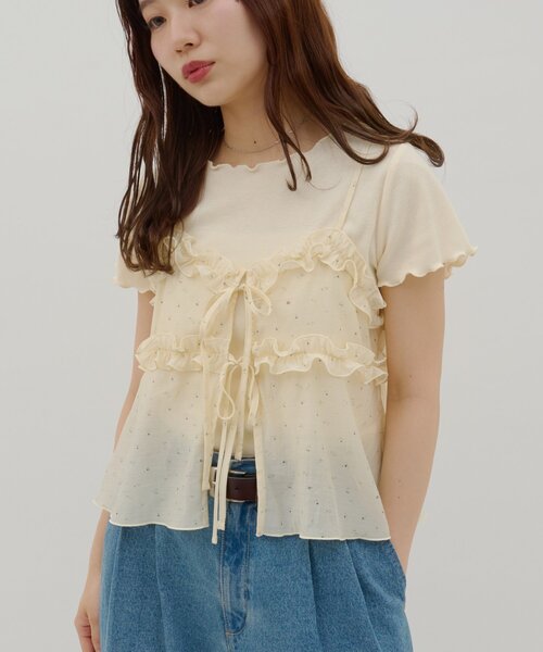 DISCOAT(ディスコート)の「【umm.】花柄キャミ×Tシャツセット(Tシャツ/カットソー・レディース・ライトグレー/レモンイエロー/オフホワイト・FREE)」の7枚目の写真