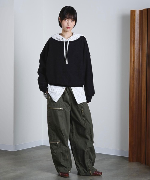 ROSE BUD(ローズバッド)の「(CREOLME)STRIPE HOODED BIG SHIRT(シャツ/ブラウス・レディース・ホワイト/ライトブルー・ONE SIZE)」の9枚目の写真