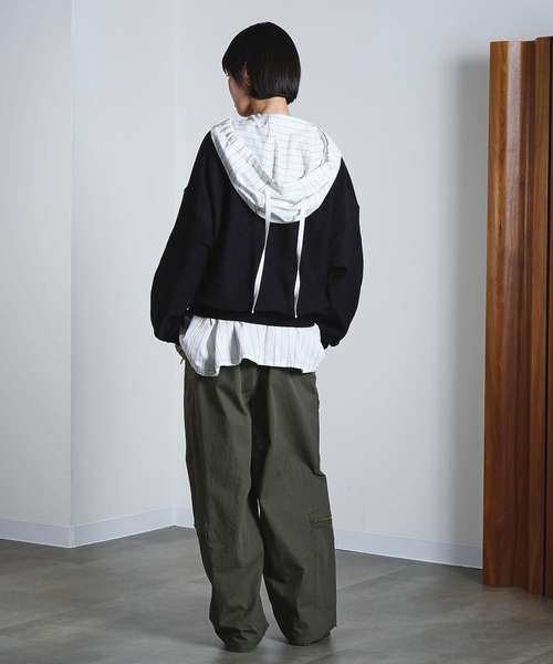 ROSE BUD(ローズバッド)の「(CREOLME)STRIPE HOODED BIG SHIRT(シャツ/ブラウス・レディース・ホワイト/ライトブルー・ONE SIZE)」の10枚目の写真