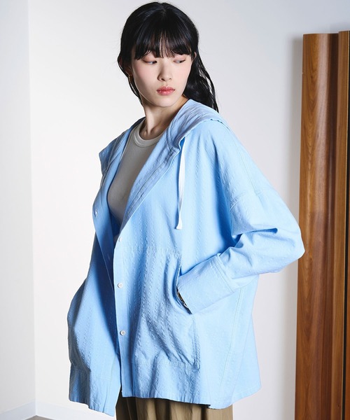 ROSE BUD(ローズバッド)の「(CREOLME)STRIPE HOODED BIG SHIRT(シャツ/ブラウス・レディース・ホワイト/ライトブルー・ONE SIZE)」の19枚目の写真
