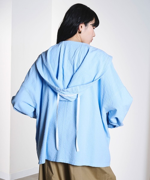 ROSE BUD(ローズバッド)の「(CREOLME)STRIPE HOODED BIG SHIRT(シャツ/ブラウス・レディース・ホワイト/ライトブルー・ONE SIZE)」の21枚目の写真