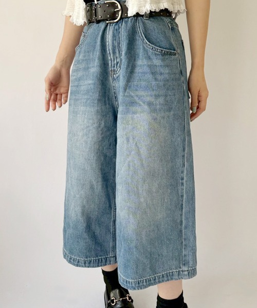 Port(ポート)の「【 New market 】 デニム ハーフ ワイド パンツ(デニムパンツ・レディース・インディゴブルー・M/S)」の7枚目の写真