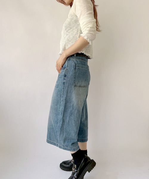 Port(ポート)の「【 New market 】 デニム ハーフ ワイド パンツ(デニムパンツ・レディース・インディゴブルー・M/S)」の8枚目の写真