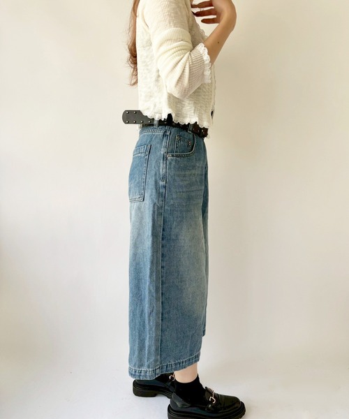 Port(ポート)の「【 New market 】 デニム ハーフ ワイド パンツ(デニムパンツ・レディース・インディゴブルー・M/S)」の9枚目の写真