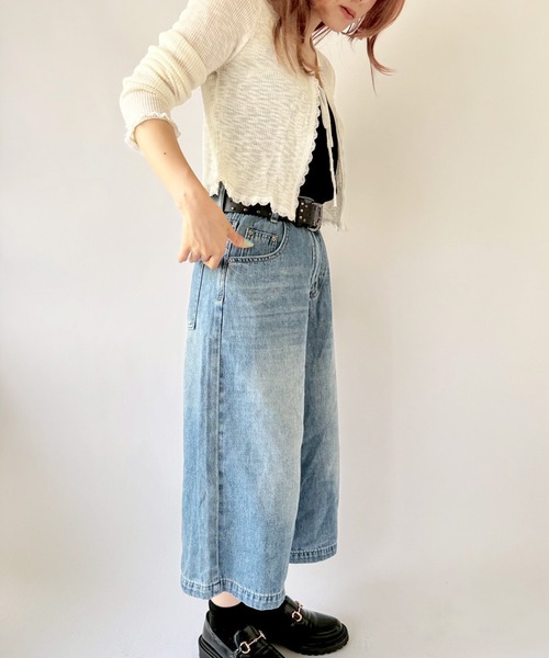 Port(ポート)の「【 New market 】 デニム ハーフ ワイド パンツ(デニムパンツ・レディース・インディゴブルー・M/S)」の10枚目の写真
