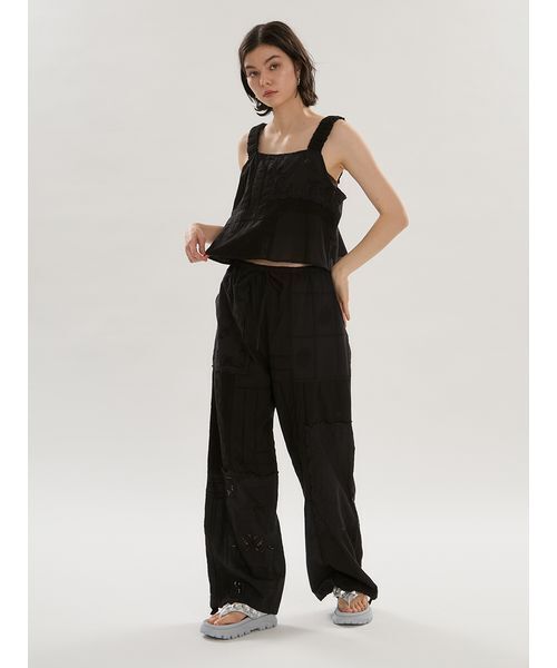 emmi(エミ)の「コットンパッチワークイージーパンツ(その他パンツ・レディース・ブラック/ホワイト・F)」の2枚目の写真
