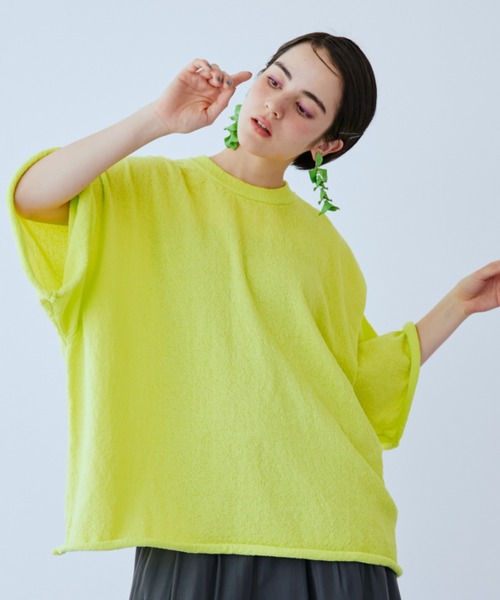 manana suerte(マニャーナスエルテ)の「オーバーサイズパイルTシャツ(Tシャツ/カットソー・レディース・イエロー/ブラック/ホワイト・FREE)」の3枚目の写真