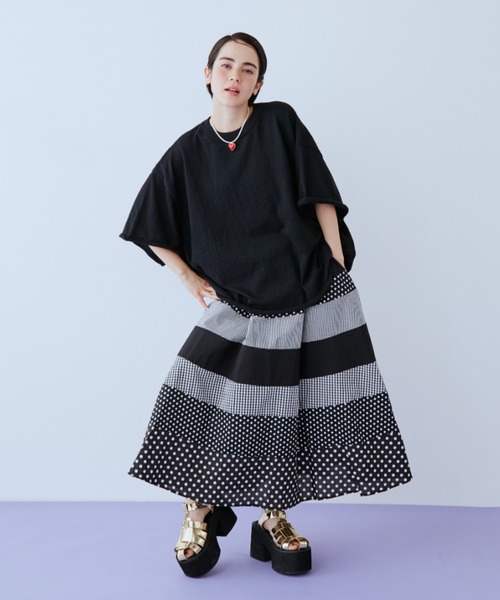 manana suerte(マニャーナスエルテ)の「オーバーサイズパイルTシャツ(Tシャツ/カットソー・レディース・イエロー/ブラック/ホワイト・FREE)」の14枚目の写真