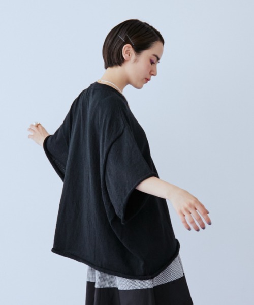 manana suerte(マニャーナスエルテ)の「オーバーサイズパイルTシャツ(Tシャツ/カットソー・レディース・イエロー/ブラック/ホワイト・FREE)」の8枚目の写真