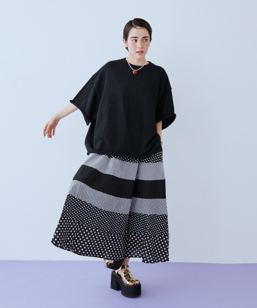 manana suerte(マニャーナスエルテ)の「オーバーサイズパイルTシャツ(Tシャツ/カットソー・レディース・イエロー/ブラック/ホワイト・FREE)」の15枚目の写真