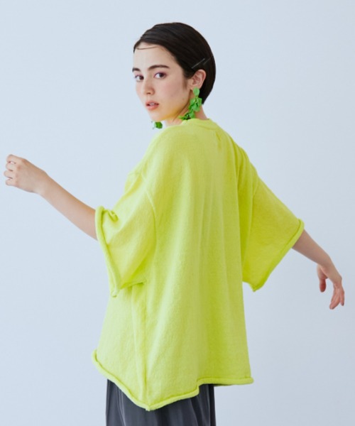 manana suerte(マニャーナスエルテ)の「オーバーサイズパイルTシャツ(Tシャツ/カットソー・レディース・イエロー/ブラック/ホワイト・FREE)」の21枚目の写真