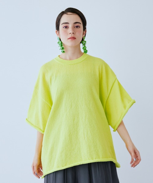 manana suerte(マニャーナスエルテ)の「オーバーサイズパイルTシャツ(Tシャツ/カットソー・レディース・イエロー/ブラック/ホワイト・FREE)」の20枚目の写真